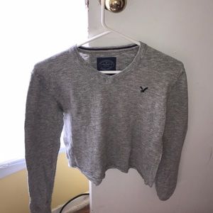 Cropped grey American Eagle sweater